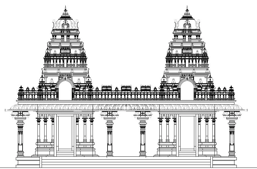 Sri Krishna Saraswathi Temple front elevation Sri Krishna Saraswathi temple front elevation architectural design